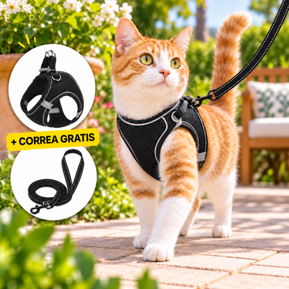 ARNÉS + CORREA ANTIESCAPE PARA GATOS